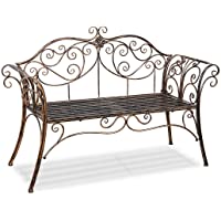 Banco de jardín de Hierro Forjado Inoxidable y Plegable Color Bronce 133 x 49 x 90cm